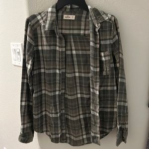 hollister green flannel